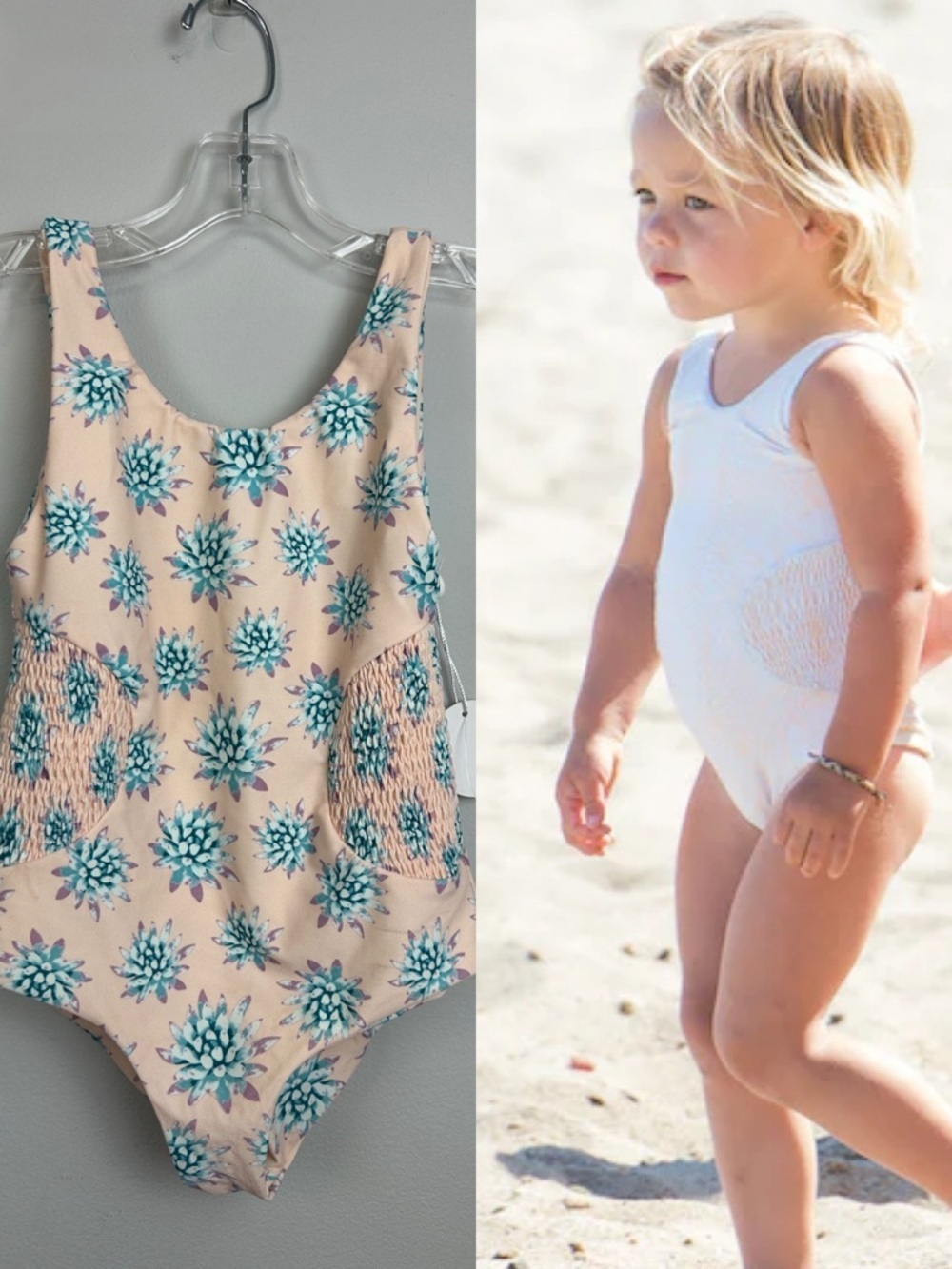 NWT Keiki’s by Tori Praver Side Smocked Swimsuit in Wild Agave Ginger Sz XL